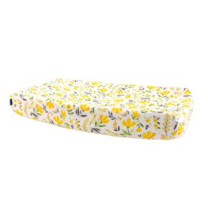 bebe au lait oh-so-soft muslin changing pad cover - elasticized fit, safety strap holes, 2-layer muslin blend, fits standard baby changing pad up to 36" x 18" x 6"- one size, royal garden