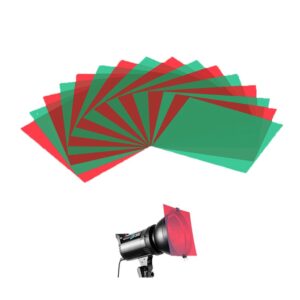 Christmas Gel Light Filter 16 Pieces Transparent Color Film Plastic Sheets Premium Colored Overlays Correction Red Green, 11.7 by 8.3 Inches