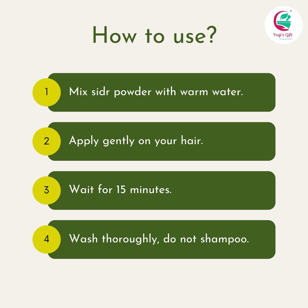 Yogi's Gift Sidr Leaf Powder | Organically grown 10 Oz (283 g) | Natural Herbal Hair Cleanser & Conditioner | Rejunivates Hair follicles | Hair Care Powder