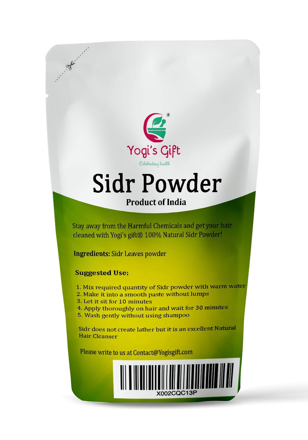 Yogi's Gift Sidr Leaf Powder | Organically grown 10 Oz (283 g) | Natural Herbal Hair Cleanser & Conditioner | Rejunivates Hair follicles | Hair Care Powder