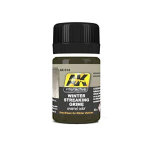 ak-interactive ak 014, streaking grime for winter vehicles - 35 ml / 1.18 fl.oz jar - model building paints and tools # ak-014