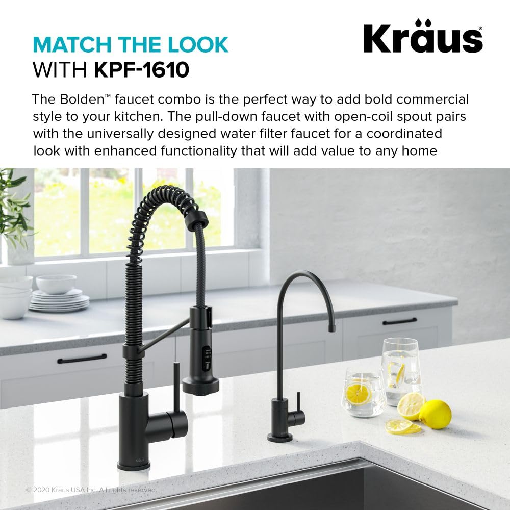 KRAUS Purita 100% Lead-Free Kitchen Water Filter Faucet in Matte Black, FF-100MB, 12 Inch