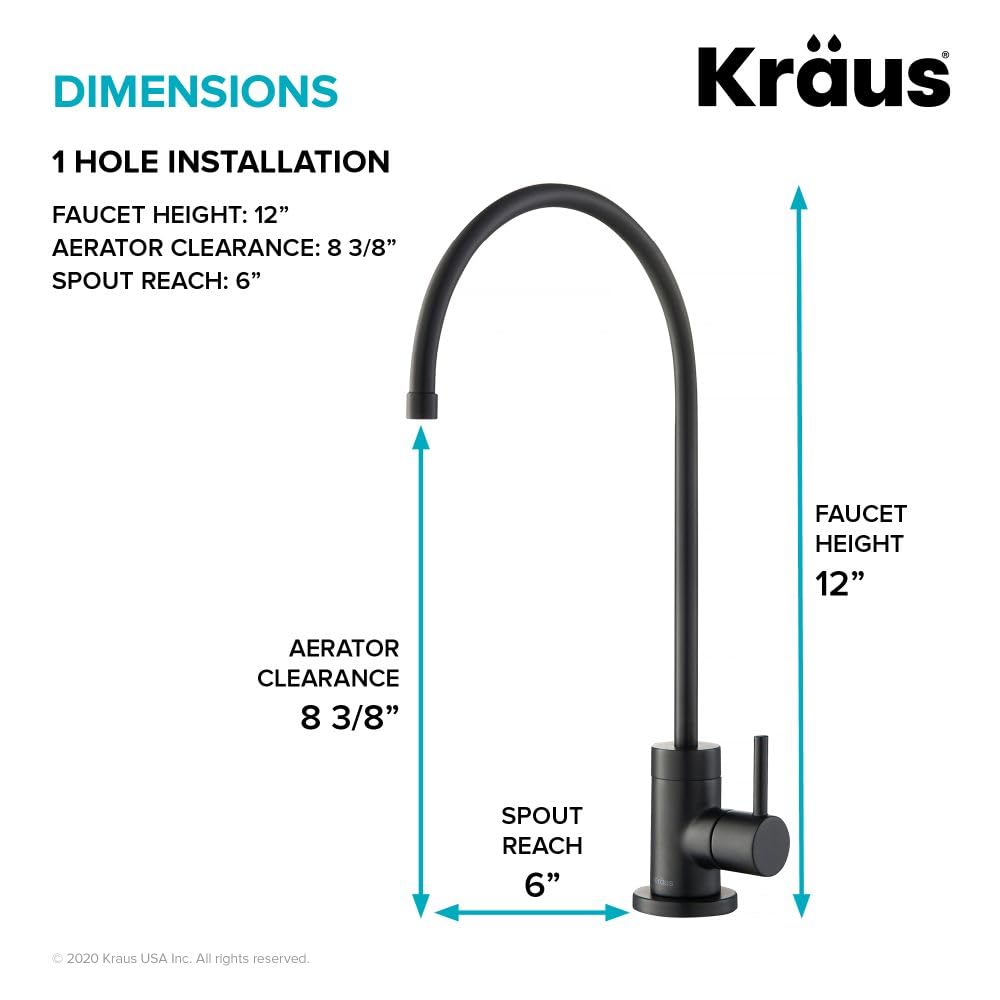 KRAUS Purita 100% Lead-Free Kitchen Water Filter Faucet in Matte Black, FF-100MB, 12 Inch