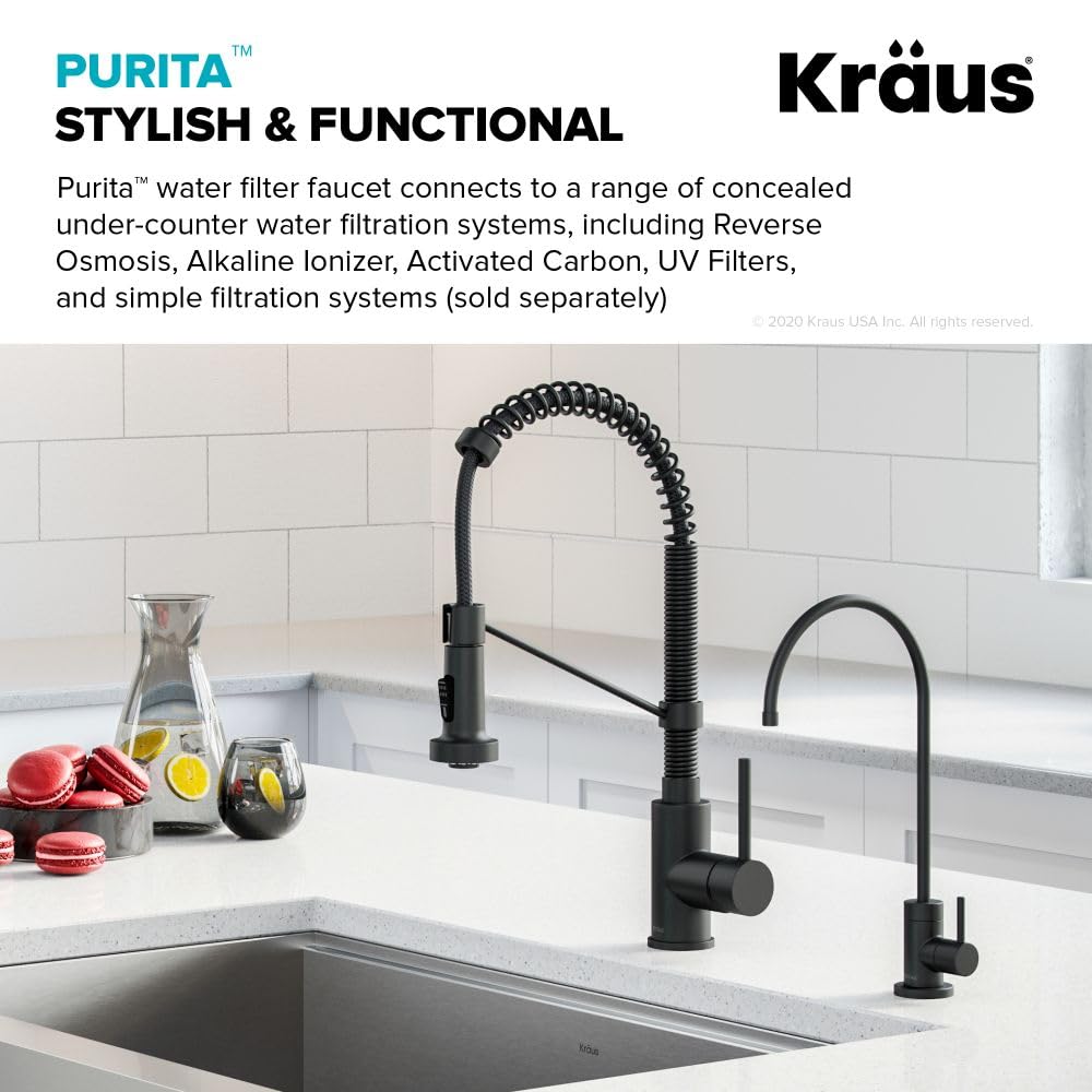 KRAUS Purita 100% Lead-Free Kitchen Water Filter Faucet in Matte Black, FF-100MB, 12 Inch
