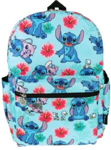 lilo and stitch 16 inch allover print laptop backpack (aqua)
