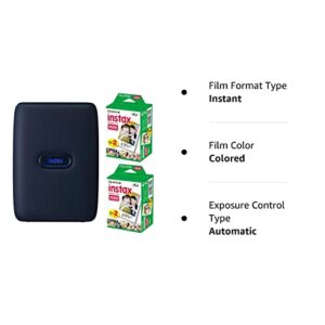 Fujifilm Instax Mini Link Smartphone Printer (Space Blue) + Fuji Instax Mini Film (40 Sheets) - Instax Mini Link Printer Bundle