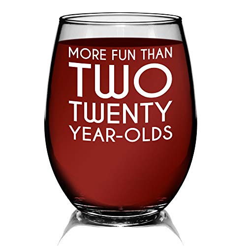 YouNique Designs 40th Birthday Wine Glass, 15 Ounces, 40th Birthday Gifts for Women, 40 Year Old Gifts for Women