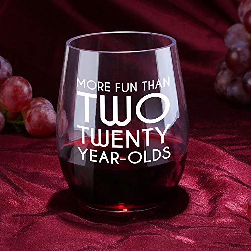 YouNique Designs 40th Birthday Wine Glass, 15 Ounces, 40th Birthday Gifts for Women, 40 Year Old Gifts for Women