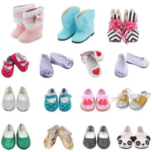 SOTOGO 7 Pairs of 18 Inch Doll Shoes and 3 Pairs of Socks Fits for American 18 Inch Doll Include Boots Leather Shoes Sneakers