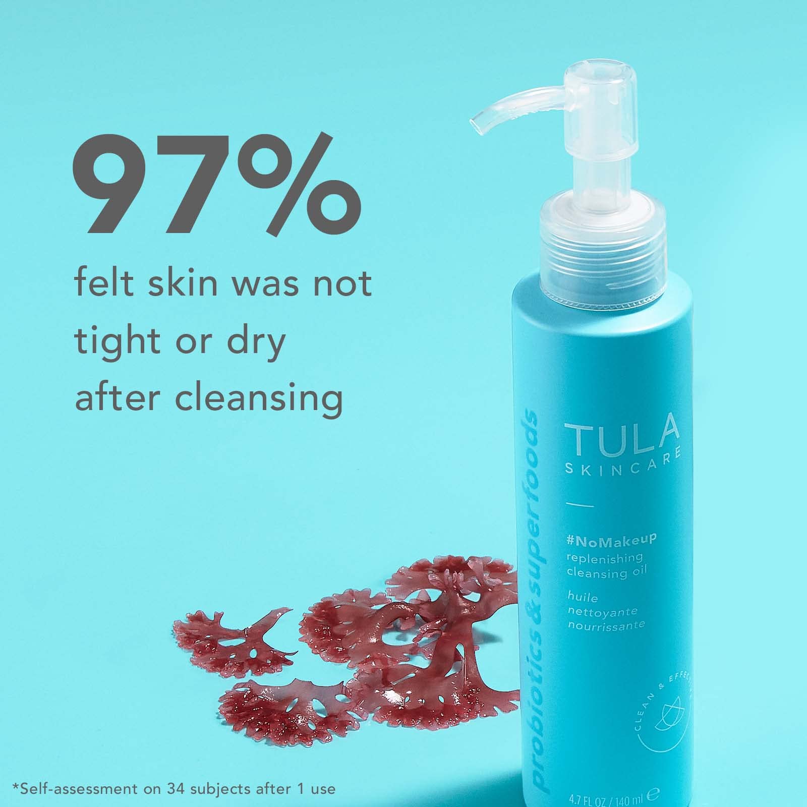 TULA Skin Care #nomakeup Replenishing Cleansing Oil - Oil Cleanser and Makeup Remover, Gently Clean and Remove Stubborn Makeup and Residue, 4.7 oz.