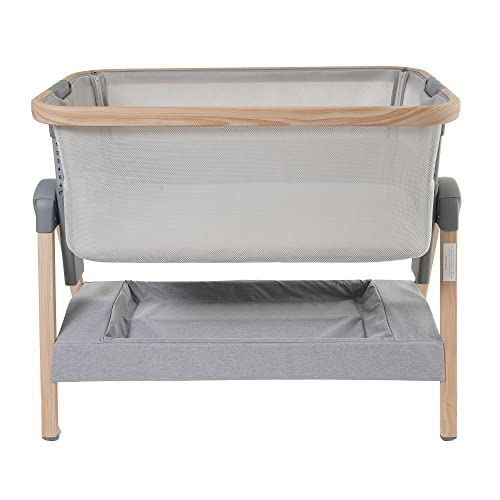 Venice Child California Dreaming Bedside Crib Bassinet w/Travel Bag, Removable Compressed Cotton Mattress, Height Adjustable, Easy Clean - Grey