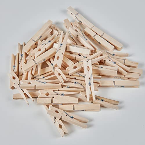 Sorillo Brands-Wooden Clothes Pins, Natural Wood, 50 Pack, 2.9 Inch, Rust Resistant Clothes Pins Wooden, Clothes Pins for Classroom, Clothes Pins for Crafts, Large Clothes Pins Wood