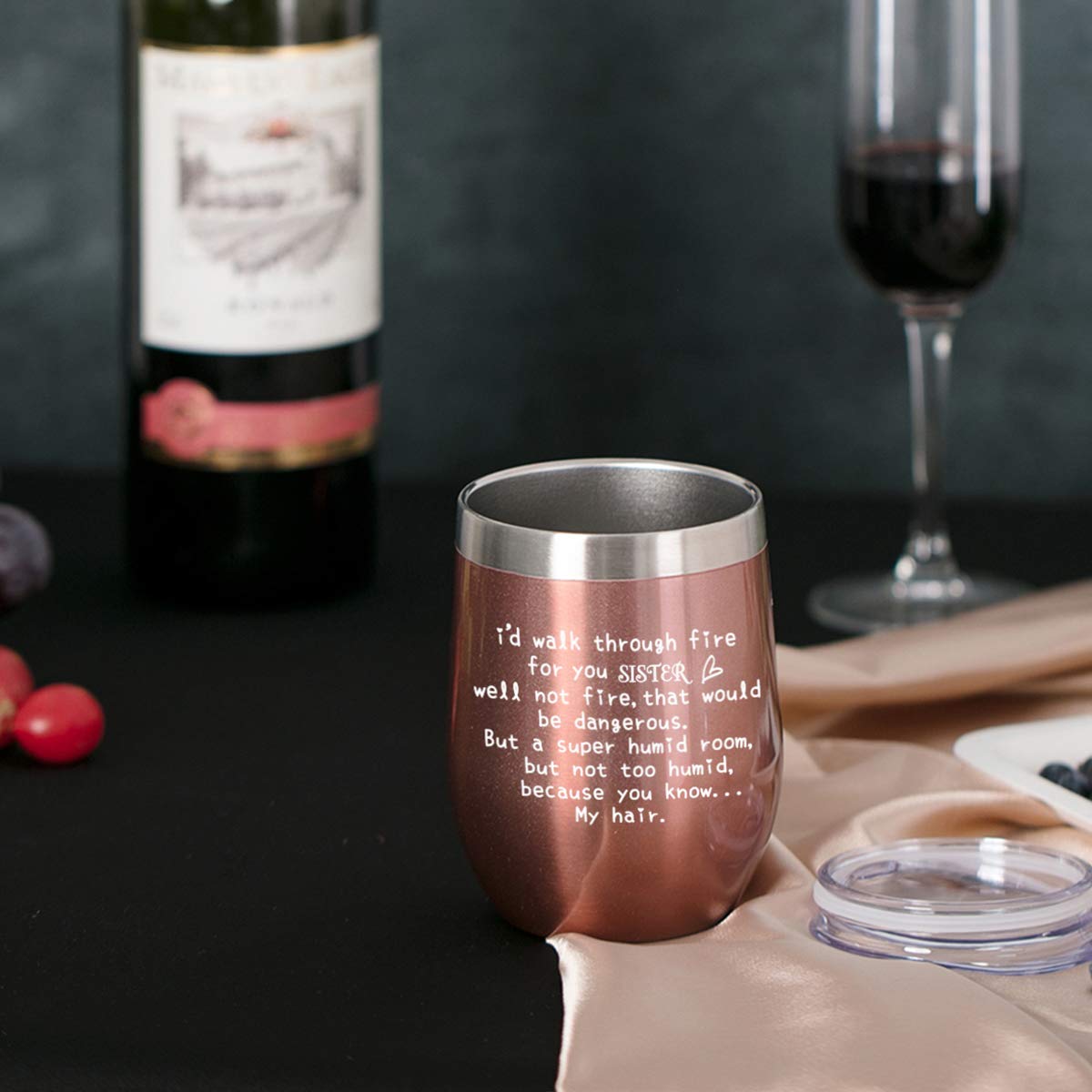 JERIO Sister Gifts from Sister, Brother, 12oz Wine Tumbler Birthday Gift for Sisters Funny Best Sister Gifts For Big Sister, Little Sister,Soul Sister