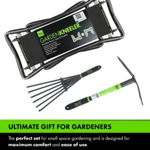 Yard Butler- Garden Kneeler/Seat with Terra Rake and Terra Tiller - Gardening Tools & Supplies Set Perfect for Gardeners - Ergonomic & Durable Designs