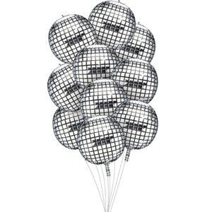 Disco Foil Balloons Aluminum Mylar Helium Balloons 10 Pieces 22 Inch 4D Large Mirror Metallic Balloons for Disco Dance Party Supplies Birthday Party Wedding Baby Shower (Silver)