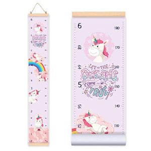 height growth chart for kids unicorn - baby measuring canvas ruler. nursery hanging wall decor for girls, perfect baby shower newborn gift, size in foot inches centimeters…