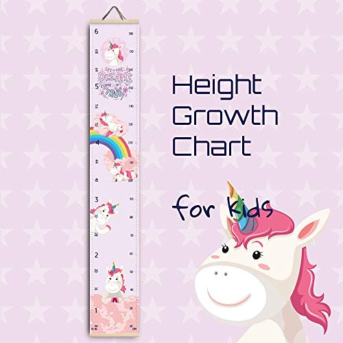 Height Growth Chart for Kids Unicorn - Baby Measuring Canvas Ruler. Nursery Hanging Wall Decor for Girls, Perfect Baby Shower Newborn Gift, Size in Foot Inches Centimeters…