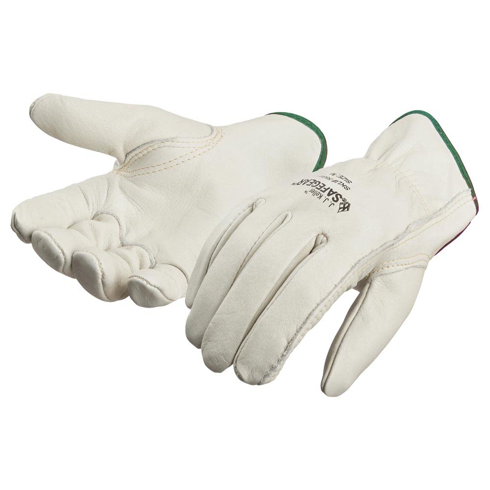 SAFEGEAR 3-pk. Cowhide Leather Work Gloves with Keystone Thumb - Large Driver Safety Gloves for Men or Women - For Truck Driving, Construction, Welding, Gardening & More - J. J. Keller & Associates