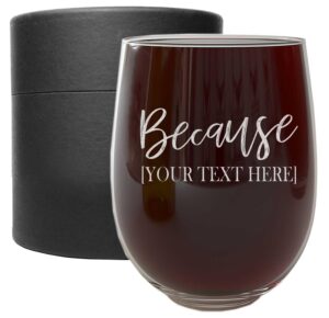 personalized etched monogram 17oz stemless wine glass, gifts for women, customized engraved christmas gifts, unique mother's day gift, customizable bridesmaid birthday wine tumbler, because yth