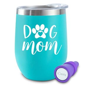 dog mom tumbler - 12oz - dog mom gifts for women - dog mom gifts - dog lover gifts for women - dog gifts for dog lovers - gifts for dog lovers - includes wine stopper