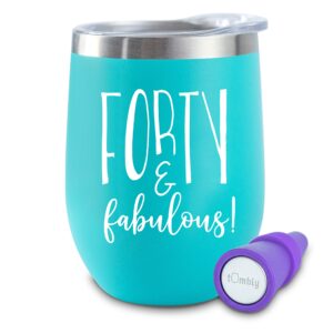 40th birthday gifts for women – 40 and fabulous wine tumbler - 40th birthday decorations for women – 40th birthday wine glass – 40th birthday cup