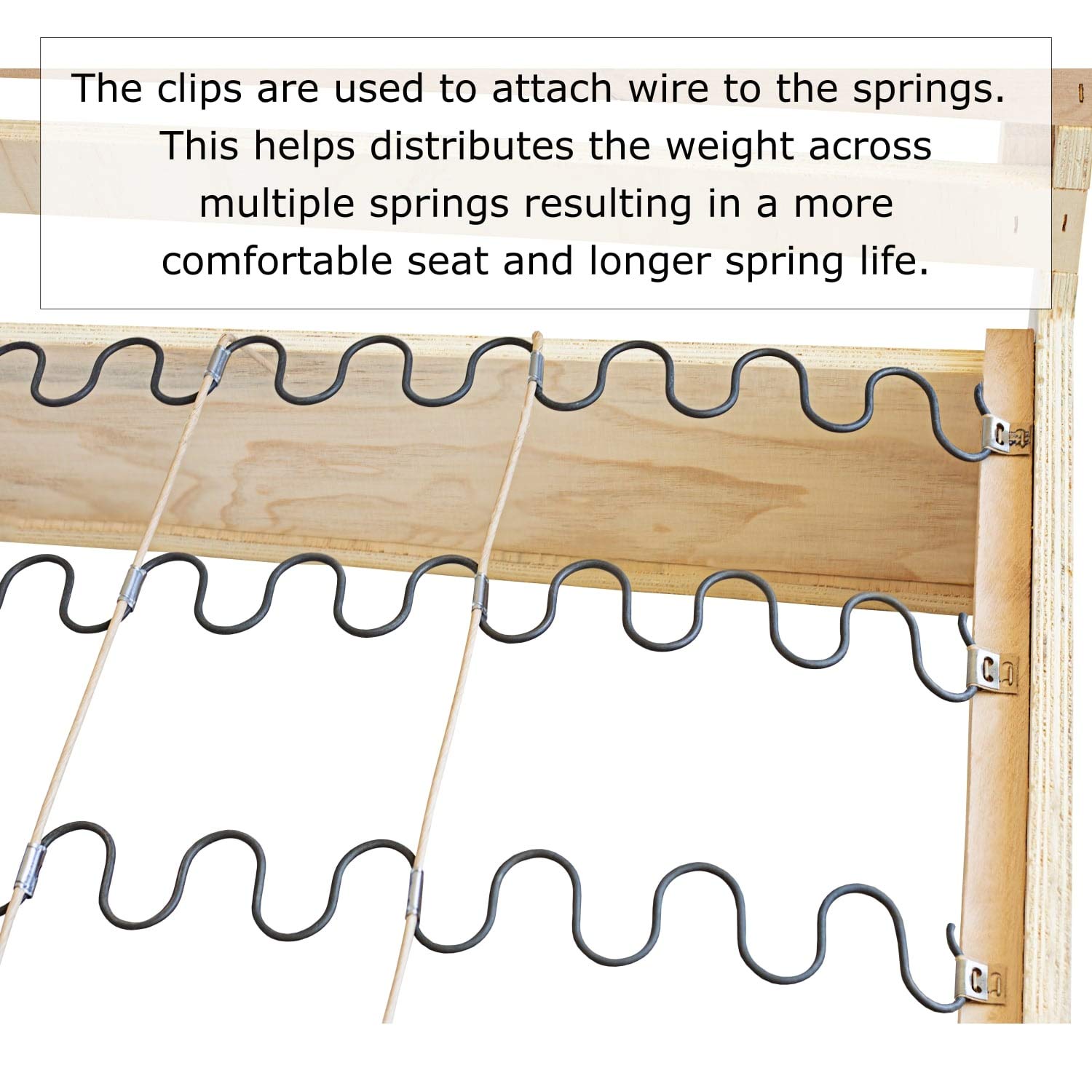 House2Home 40 Pack Upholstery Stay Wire Clips for Sofa, Couch, and Chair Spring Repair, Includes Instructions, Connectors to Attach Springing Wire to Springs