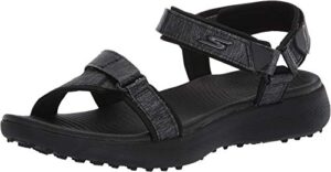 skechers womens 600 spikeless golf sandals shoe, black, 8 b (m)