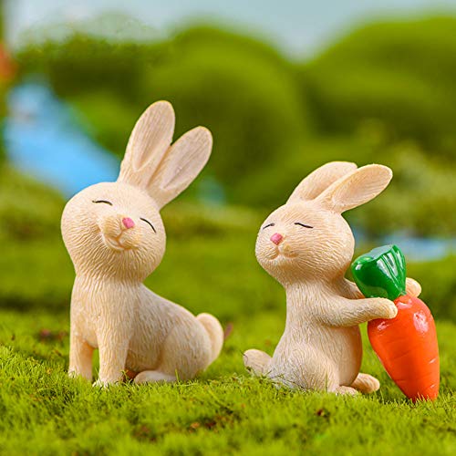 7 Pcs Rabbit Figures for Kids, Animal Toys Set Cake Toppers, Rabbit Fairy Garden Miniature Figurines Collection Playset for Christmas Birthday Gift Desk Decorations