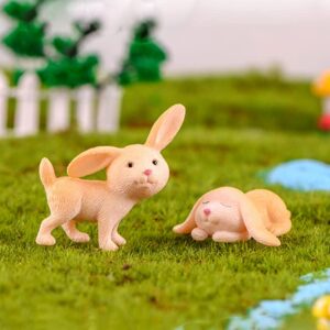 7 Pcs Rabbit Figures for Kids, Animal Toys Set Cake Toppers, Rabbit Fairy Garden Miniature Figurines Collection Playset for Christmas Birthday Gift Desk Decorations