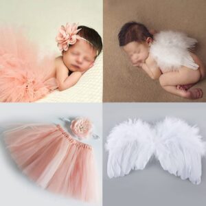 cofashion newborn girls photo prop outfits newborn photography props-pink tutu skirt & baby girl angel wings set- newborn photo props girl newborn girl outfits for photography