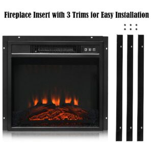 18"x17" 1400W Freestanding Electric Fireplace Mantel Insert With Remote Control Wall-Mounted Heater Realistic Flame Effect 3 Levels Flame Brightness Can Place in TV Stand Operates With Or Without Heat