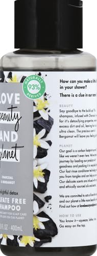 Love Beauty And Planet Clarifying Shampoo Delightful Detox Charcoal & Bergamot Vegan, Paraben & Sulfate & Silicone & Cruelty Free, Coconut, 13.5 Fl Oz