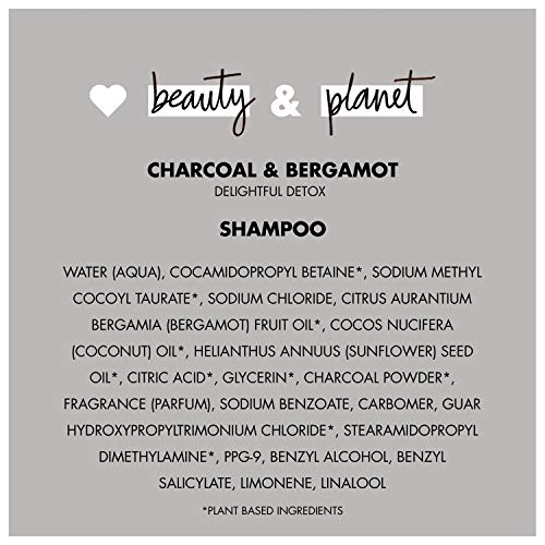 Love Beauty And Planet Clarifying Shampoo Delightful Detox Charcoal & Bergamot Vegan, Paraben & Sulfate & Silicone & Cruelty Free, Coconut, 13.5 Fl Oz