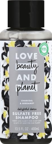 Love Beauty And Planet Clarifying Shampoo Delightful Detox Charcoal & Bergamot Vegan, Paraben & Sulfate & Silicone & Cruelty Free, Coconut, 13.5 Fl Oz