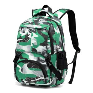 bluefairy kids backpacks for boys girls elementary school bags bookbag kindergarten primary secondary (green camo)