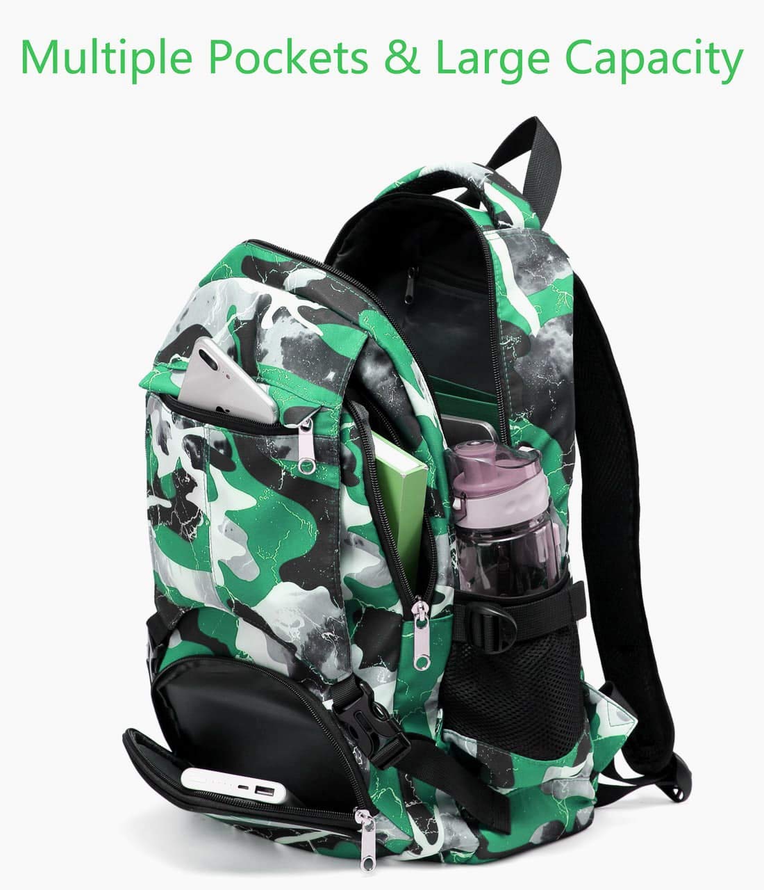 BLUEFAIRY Kids Backpacks for Boys Girls Elementary School Bags Bookbag Kindergarten Primary Secondary (Green Camo)