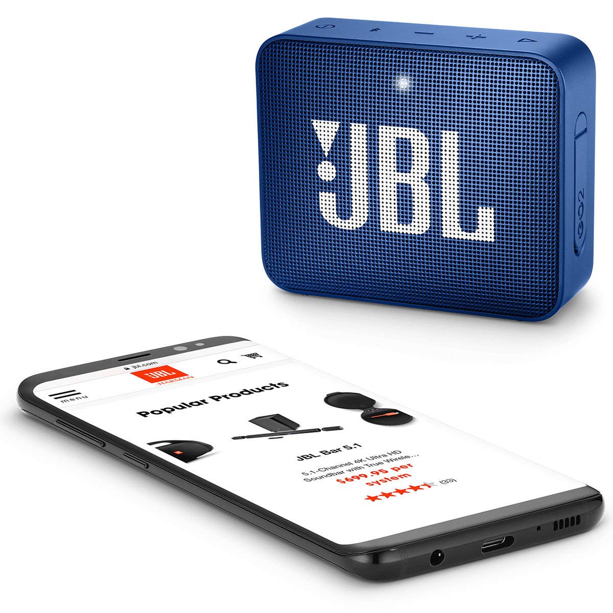 JBL Go 2 Portable Bluetooth Speaker - Blue (Renewed)