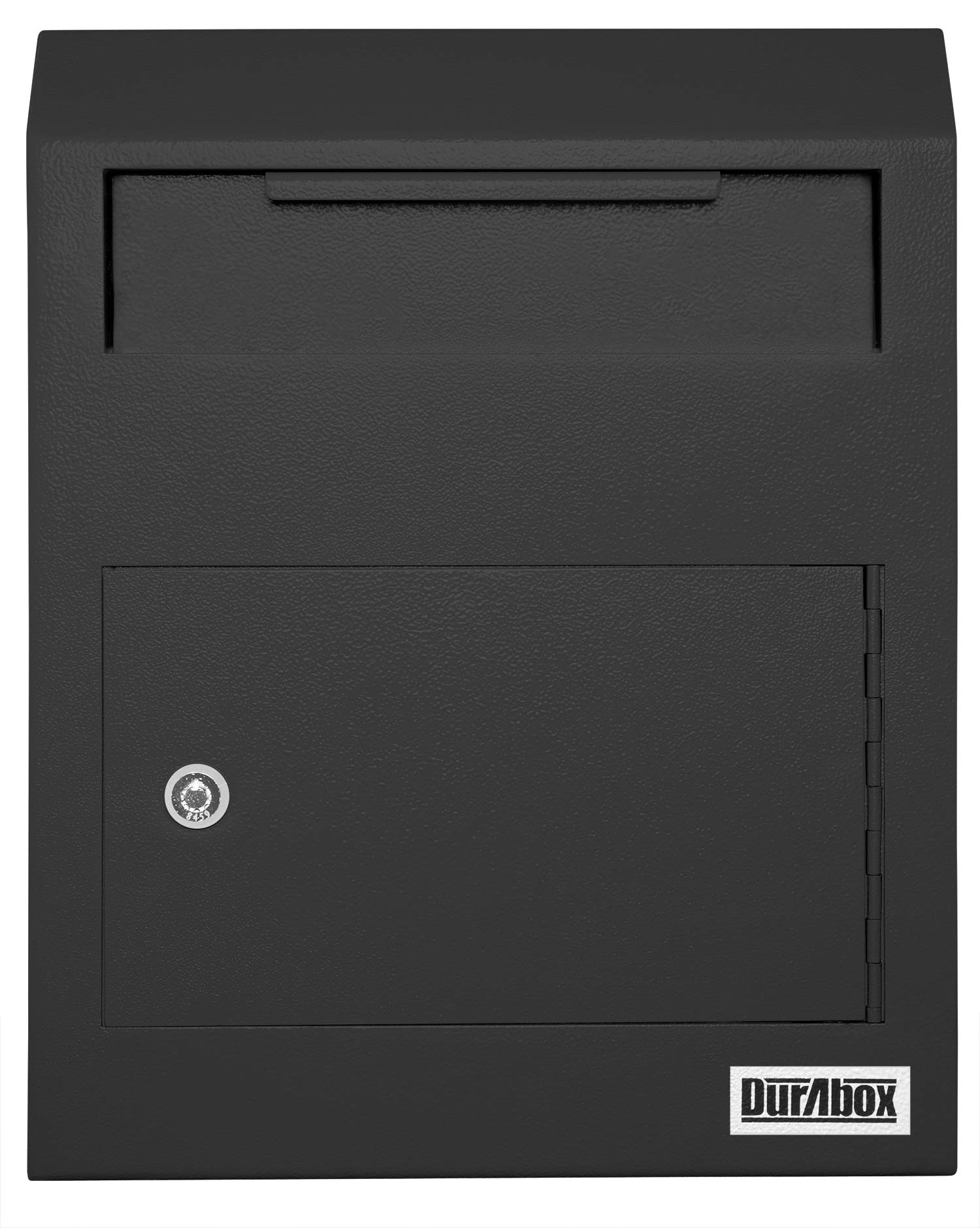 DuraBox Wall Mount Locking Drop Box, Heavy Duty Steel Mailbox for Rent Payments, Mail, Keys, Cash, Checks - Safe Storage Dropbox for After Hours Deposits W500 (Black)