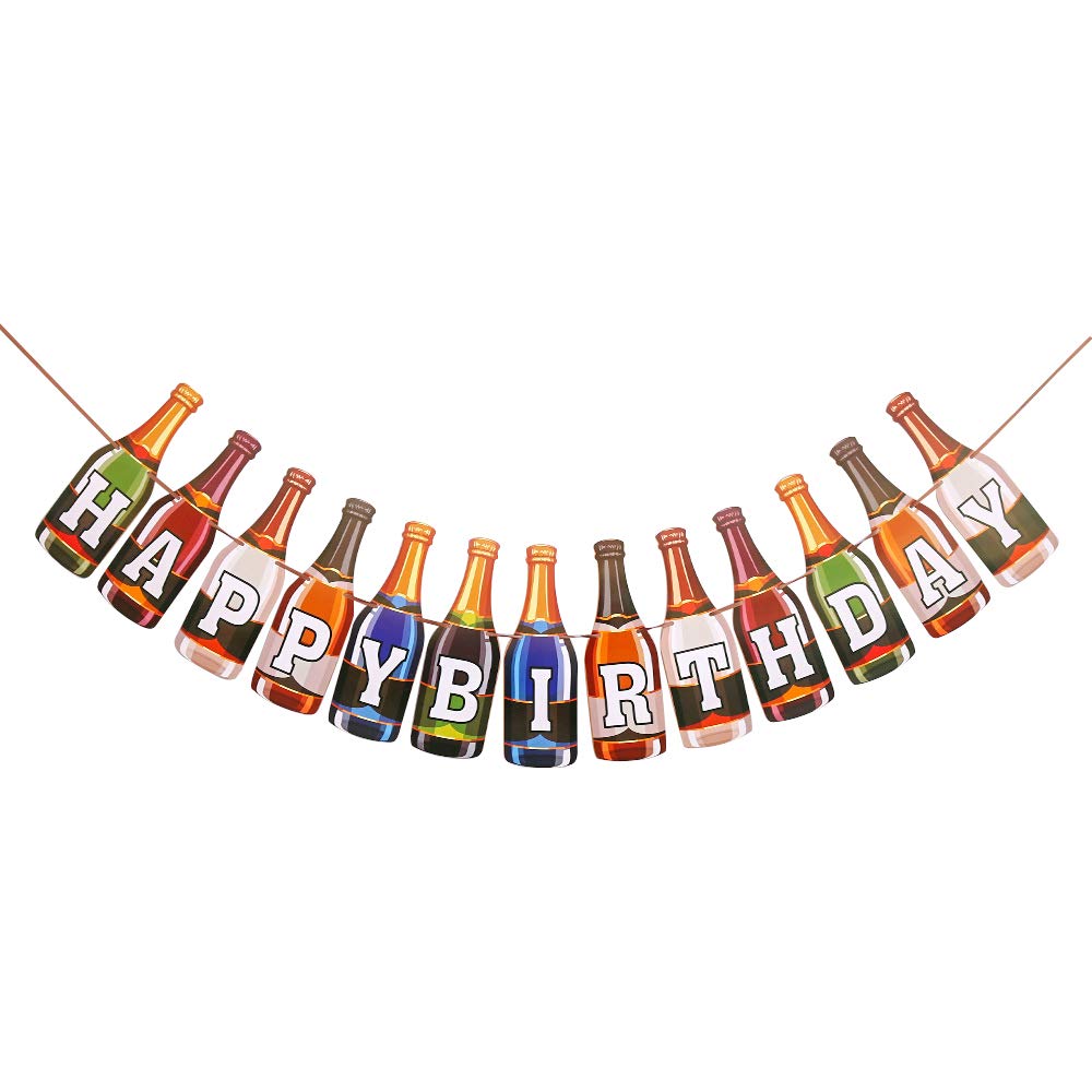 Dalaber Colorful Happy Birthday Banner, Bottle Shape, Birthday Party Decoration, Funny Birthday Party Decoration for Adults