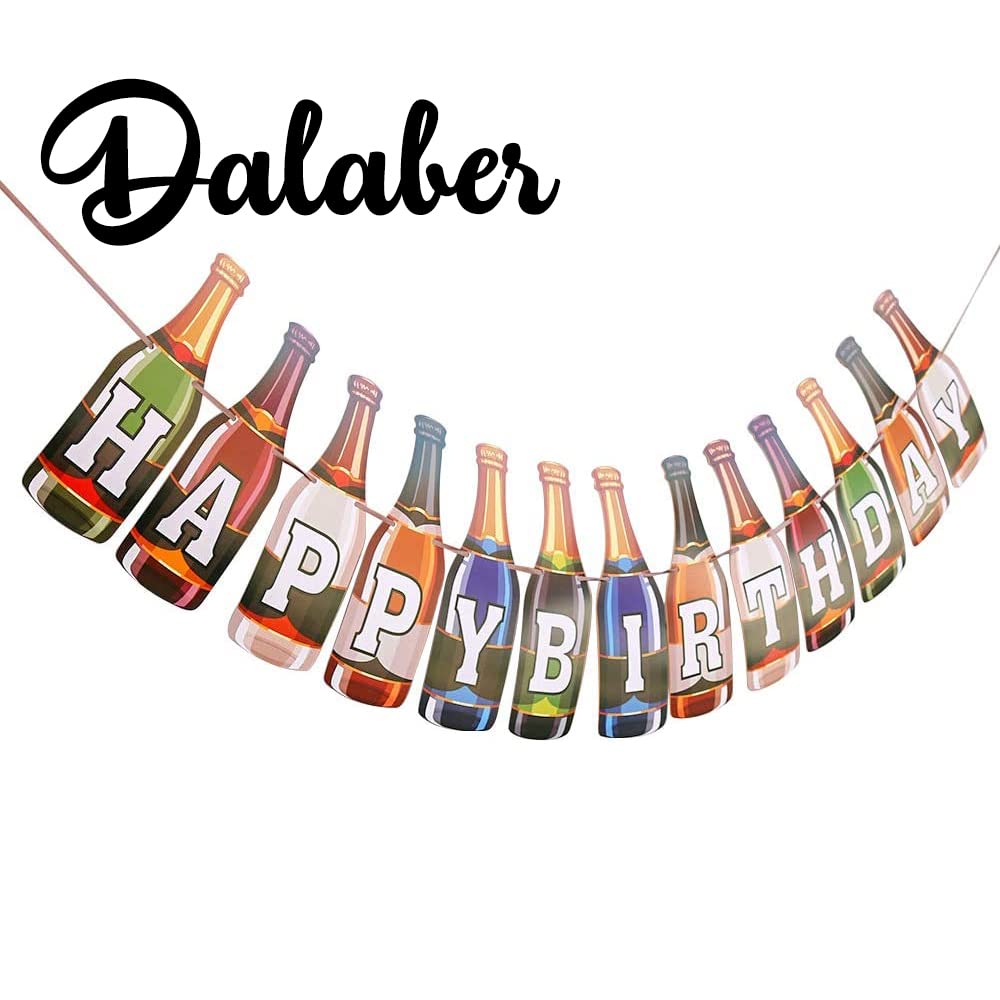 Dalaber Colorful Happy Birthday Banner, Bottle Shape, Birthday Party Decoration, Funny Birthday Party Decoration for Adults