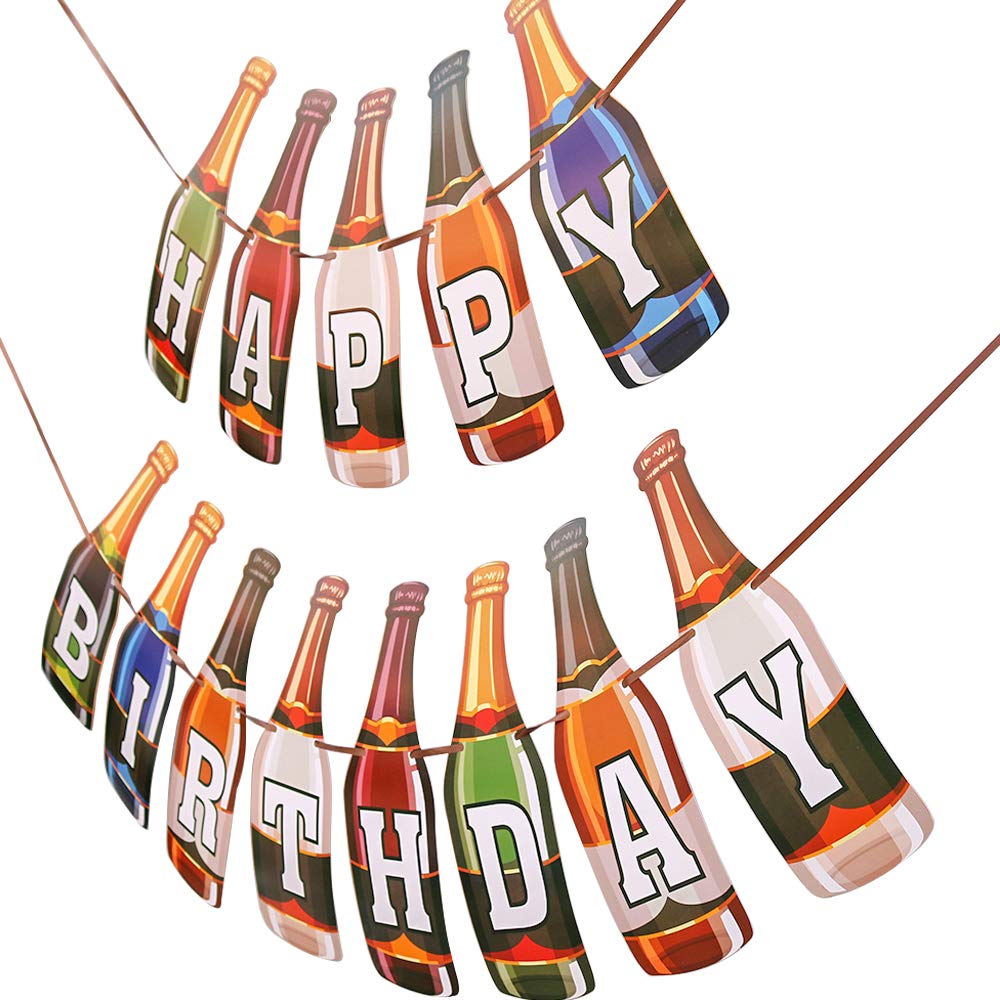 Dalaber Colorful Happy Birthday Banner, Bottle Shape, Birthday Party Decoration, Funny Birthday Party Decoration for Adults
