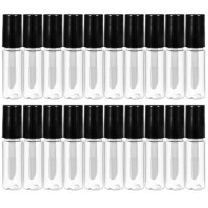 beautyflier 20 pack 1.5 ml empty lip gloss tubes containers clear mini refillable lip balm bottles with rubber inserts for lipstick samples travel diy makeup