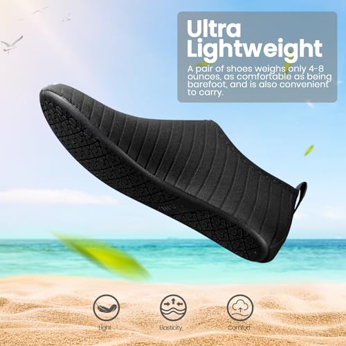 SEEKWAY Water Shoes Women Men Adult Quick-Dry Aqua Socks Barefoot Non Slip for Beach Swim River Pool Lake surf Black SK002(U) 8.5-9.5 Women/7.5-8.5 Men