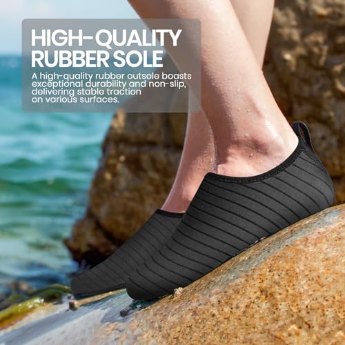 SEEKWAY Water Shoes Women Men Adult Quick-Dry Aqua Socks Barefoot Non Slip for Beach Swim River Pool Lake surf Black SK002(U) 8.5-9.5 Women/7.5-8.5 Men