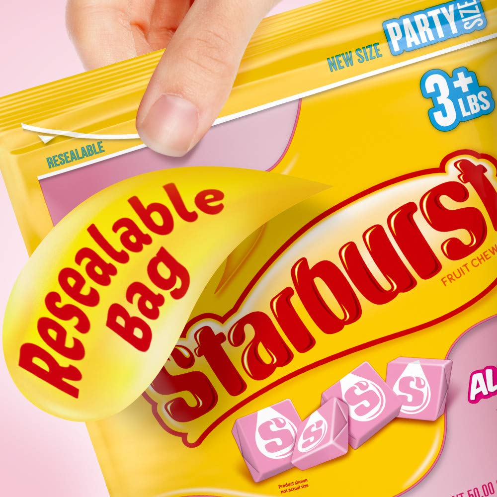 Starburst All Pink Strawberry Fruit Chews Candy, 50 Ounces Resealable Party Size Bag