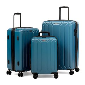 nonstop new york luggage expandable spinner wheels hard side shell travel suitcase set 3 piece (teal, 3-piece set (20/24/28))