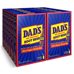 dad's old fashioned root beer singles to go sugar free powder drink mix 6 sticks per box, 12 boxes (72 total sticks)
