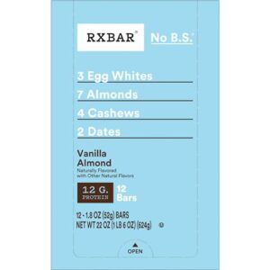 RXBAR Protein Bars, Protein Snack, Snack Bars, Vanilla Almond, 22oz Box (12 Bars)