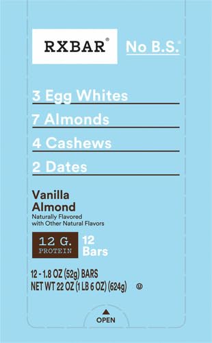 RXBAR Protein Bars, Protein Snack, Snack Bars, Vanilla Almond, 22oz Box (12 Bars)