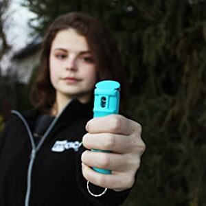 Kuros! by Mace Brand Pocket Pepper Spray (Teal) – 10’ Powerful Pepper Spray with Flip Top Safety Cap, Leaves UV Dye on Skin — Self Defense Pepper Spray for Women, Made in The USA